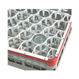 Signature lemon drop 30 compartment rack with medium height in light green and top extender in red, Vollrath 5281213