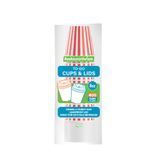 HOT CUP W/ LID 8oz 4"h RED/ WHT CUP WHT LID 20/cs