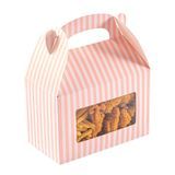 GABLE BOX w/ WINDOW 8-1/2"l 4-3/4"w PAPER PINK & WHT 25/cs