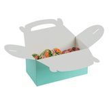 GABLE/ LUNCH BOX COMPOSTABLE 9-1/2x5" PAPER TURQUOISE 25/cs