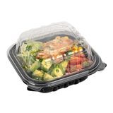 CLAMSHELL CONTAINER MW 16oz 6"sq 3"h PP BLK/ CLR 50/cs