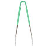 12-inch stainless steel one-piece scalloped tongs with green Kool-Touch handle, Vollrath 4781270