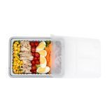 TAKEOUT BOX/ LID MW 34oz 8-1/4x6" PP SILVER 100/cs