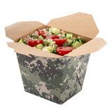 TAKEOUT NOODLE CUP 26oz SQUARE PAPER 3-1/2" CAMOUFLAGE 200/cs