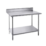 Advance Tabco SKG-3010 Work Table, 120"W x 30"D, 16 gauge 430 series stainless steel top with 5"H backsplash, 18 gauge stainless steel adjustable