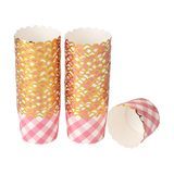 BAKING CUP 4-1/2oz 2-3/4"dia SCALLOP PAPER PINK PLAID 50/cs