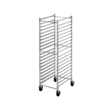 Channel 406AKD Bun Pan Rack, mobile, 20-1/2"W x 26"D x 63"H, front load, open sides, 3" spacing, capacity (18) 18" x 26" bun pans, aluminum