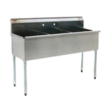 Eagle 2472-3-16/3-1X Utility Sink, three compartment, 73-3/8"W x 28"D, 16/304 stainless steel construction, 24" x 24" x 13-3/8" deep compartments