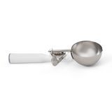 #6 Disher, round bowl, 3-1/8" bowl dia., 5-1/3 oz. capacity, 18-8 stainless with one-piece color coded white plastic handle, USA Made, Vollrath 47139