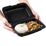 CLAMSHELL 30oz 9x6x3" MINERAL FILL PLS BLACK 100/cs
