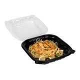 CLAMSHELL CONTAINER MW 40oz 9"sq 3"h PP BLK/ CLR 100/cs