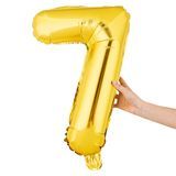 BALLOON NUMBER "7" MYLAR 16" SELF-SEALING GOLD