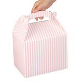 GABLE/ LUNCH BOX COMPOSTABLE 10x7x8" PAPER PINK & WHT 25/cs