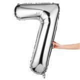 BALLOON NUMBER "7" MYLAR 40" SELF-SEALING SILVER