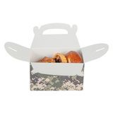 GABLE/ LUNCH BOX COMPOSTABLE 6x3-1/2" PAPER CAMOUFLG 100/cs