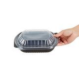 FOOD CONTAINER/ LID MW 34oz 9-1/2x8" OVAL PLS BLK 100/cs