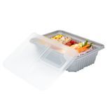TAKEOUT BOX/ LID MW 34oz 8-1/4x6" PP SILVER 100/cs