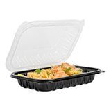CLAMSHELL CONTAINER MW 24oz 9x6x3" PP BLK/ CLR 100/cs