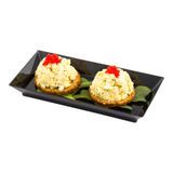 PLATE RECT 5x3" W/ FORK 4"l POLYSTYRENE BLK/ SILVER 100/cs