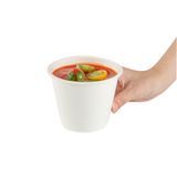 SOUP CUP 15oz BAGASSE 4"dia RD NO PFAS COMPOST WHITE 100/cs