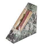 SANDWICH BOX 4-3/4"tri SMALL PAPER GREEN CAMO 25/cs