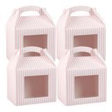 GABLE/ LUNCH BOX w/ WINDOW 10x7x8" PAPER PINK & WHT 25/cs