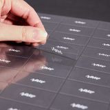 LABEL 2x1" PLASTIC CLEAR & WHT "RAW" 100/cs