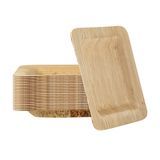 PLATE BAMBOO 4-3/4" SQAURE RAISED-EDGE NATURAL 100/cs