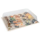 LID F/ POPLAR PLATE 15-1/4"sq 11-1/4"h PET CLEAR 25/cs