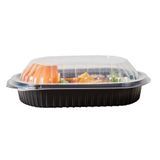 FOOD CONTAINER/ LID MW 34oz 9-1/2x8" OVAL PLS BLK 100/cs
