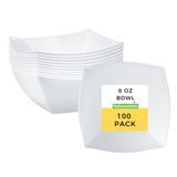 BOWL 8oz 4-1/2"sq 2"h MODERNA PLASTIC WHITE 100/cs