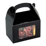 GABLE BOX w/WINDOW GREASEPROOF 4x2-1/2" PAPER BLACK 25/cs