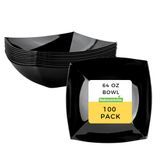 BOWL 64oz 9-3/4"sq 3"h MODERNA PLASTIC BLACK 100/cs
