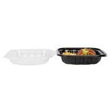 CLAMSHELL CONTAINER MW 34oz 8"sq 3"h PP BLK/ CLR 100/cs