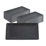 DISPOSABLE PLATE 17x9-1/4" RECT PLASTIC MATTE BLK 25/cs