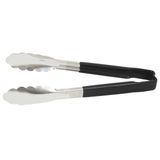 9 -inch stainless steel one-piece scalloped tongs with black Kool-Touch handle, Vollrath 4780920