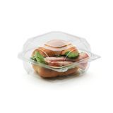 TAKEOUT HINGED 6x6" SQ PET PLASTIC CLEAR BOTTLEBOX 250/cs