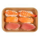 SUSHI CONTAINER 6-1/2x4-1/2" 8oz RECT PAPER KRAFT 100/cs