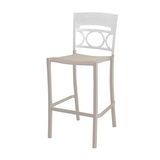 Grosfillex US654096 Moon Stacking Barstool, armless, design resined for outdoor use, wrought-iron design resin back, aluminum seat and frame