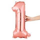 BALLOON NUMBER "1" MYLAR 16" SELF-SEALING ROSE GOLD