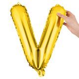 BALLOON LETTER "V" MYLAR 16" SELF-SEALING GOLD