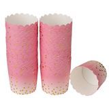 BAKING CUP 4-1/2oz 2-3/4"dia SCALLOP PAPER PINK/GOLD 50/cs