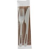 CUTLERY KIT CPLA BIODEGRADABLE BAG 172MM F/K NAPKIN 500/cs
