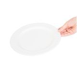 PLATE 9"dia DIAMOND RIM CMPST BAGASSE NO PFAS WHITE 25/cs