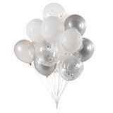 BALLOON SET 20pc 14-1/4x10" LATEX SILVER CONFETTI 1/cs