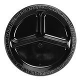 (FD) AVALON PLATE 9" 3 COMPARTMENT PLASTIC BLACK 500/cs