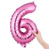 BALLOON NUMBER "6" MYLAR 16" SELF-SEALING PINK
