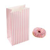 BAG PAPER 5x3-1/4x9-1/2" #4lb PINK/ WHITE STRIPE 100/cs