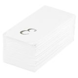 NAPKIN LINEN-LIKE 15-3/4x8" PAPER CURSIVE 'E' SILVER 50/cs