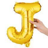 BALLOON LETTER "J" MYLAR 16" SELF-SEALING GOLD